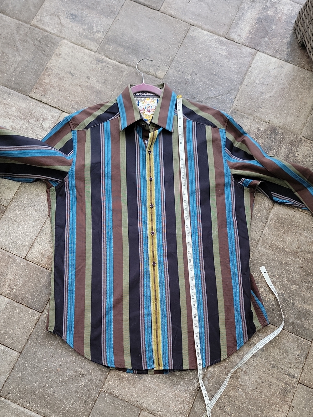 Robert Graham Striped Button-Down Shirt Cotton & Silk Sz L - Picture 7 of 12